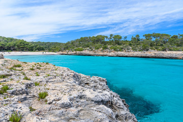 Beautiful Beach of Cala S'Amarador at Mondrago - Natural Park on Majorca Spain, Balearic Islands, Mediterranean Sea, Europe