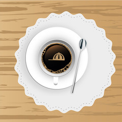 Canvas Print - Kaffee auf Holztisch - Baseballcap