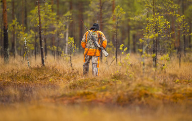 Hunter in the fall hunting season