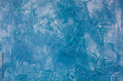 Cuadros en Lienzo Beautiful Photo Putty, wall is blue art plaster for Background, collage