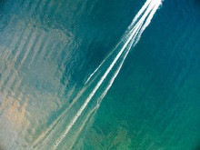 Overhead View Of A Boat's Wake