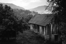 Old Farm House In Black And White