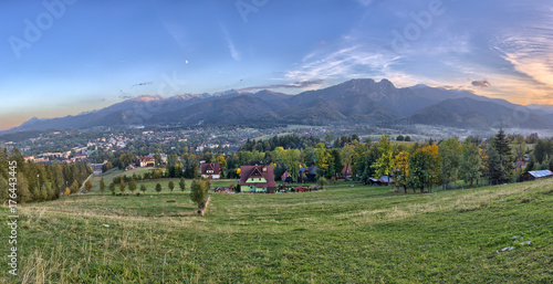Plakat Zakopane - Tatry - Panorama z widokiem na Giewont