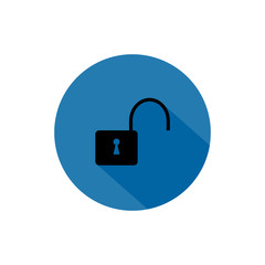 Wall Mural - Padlock open round icon long shadow vector