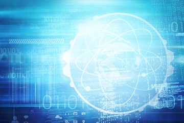 Wall Mural - composite image of image of atom interface
