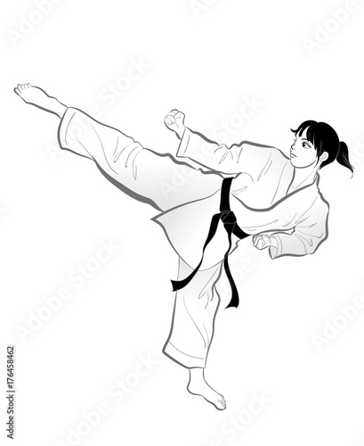 空手ポーズ 蹴り 女性 Stock Vector Adobe Stock 空手ポーズ 蹴り 女性 Stock Vector Adobe Stock
