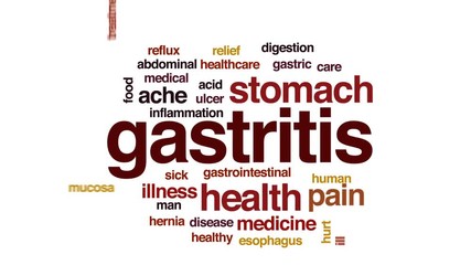 Poster - Gastritis animated word cloud, text design animation.