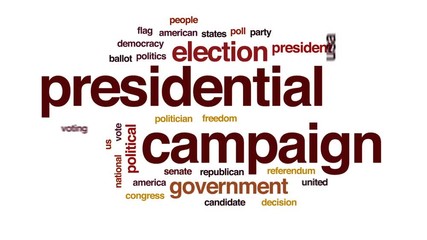 Wall Mural - Presidential campaign animated word cloud, text design animation.