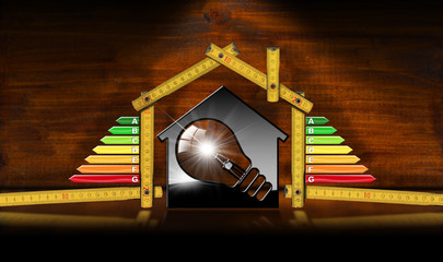 Sticker - Energy Efficiency - Model House and Light Bulb