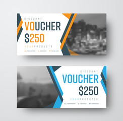 Wall Mural - vector gift voucher template with abstract colored lines and place for photo