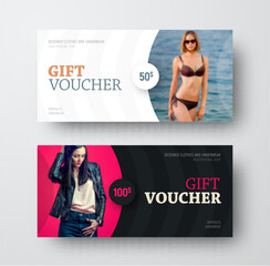 Wall Mural - vector gift voucher design with a semicircle for a photo