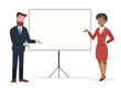 business woman and man in office vector illustration