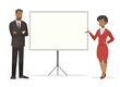 business woman and man in office vector illustration design