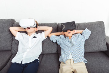 Wall Mural - boys in virtual reality headsets