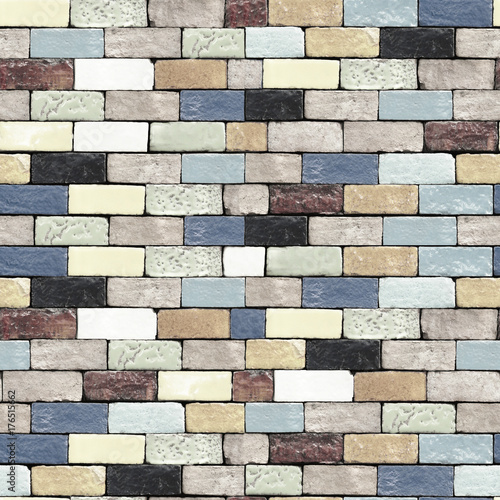 Naklejka - mata magnetyczna na lodówkę Seamless pattern of colorful brick wall. Abstract texture background.