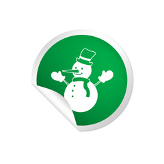 Canvas Print - runder Sticker grün - Schneemann