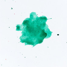 Green Paint Splatter. Paint Splash On White Background. Watercolor Texture, Effect Template