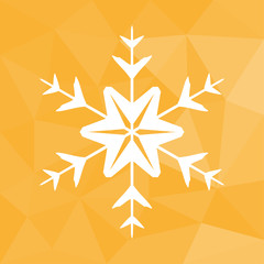 Poster - Schnee Flocke - Icon mit geometrischem Hintergrund gelb