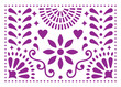 Mexican folk art vector pattern, purple design with flowers inspired by traditional art form Mexico 
