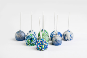 Green and Blue Cake Pops