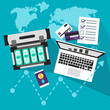 © sweet kiwi - business profit worldwide. profit growth. money. statistics. vector illustration.