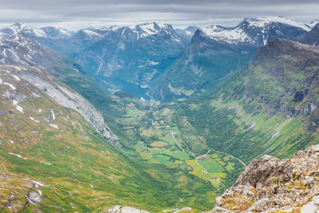  View on Geirangerfjord from Dalsnibba viewpoint in Norway