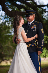 Wall Mural - Bride and Military Groom