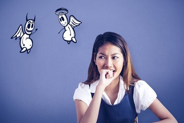 Sticker - Composite image of businesswoman biting her fist