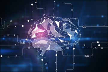 Wall Mural - digital brain background