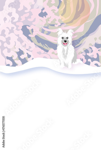可愛い白い犬とピンクの波のイラストポストカード Buy This Stock Illustration And Explore Similar Illustrations At Adobe Stock Adobe Stock