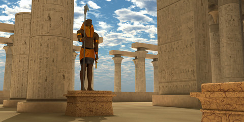 Wall Mural - egyptian statue of horus - the egyptian god horus in the form of a falcon bird head represents the g
