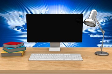 Wall Mural - composite image of a computer over a desk