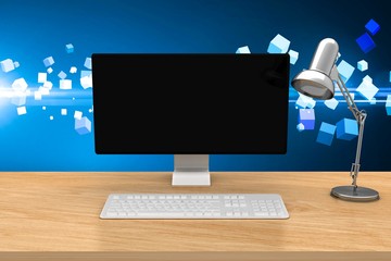 Wall Mural - composite image of computer on a desk