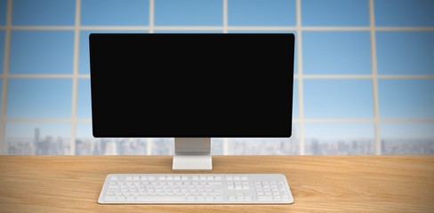 Wall Mural - composite image of a computer over a desk