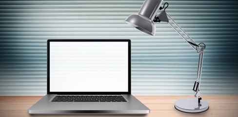 Wall Mural - composite image of desk with laptop