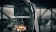 Subscriber With Hologram Businessman Concept