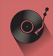 Black vinyl record disc flat concept vector illustration