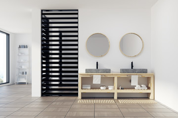 Luxury white and black bathroom, sink