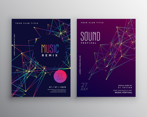 Sticker - abstract digital lines music flyer poster template design