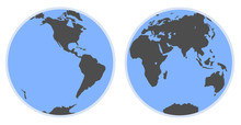 Map Of World. Silhouette Of The Eastern And Western Hemisphere Of The Planet Earth.