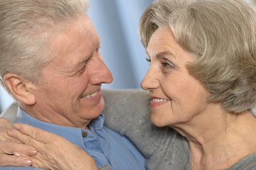 Wall Mural - Happy senior couple at home