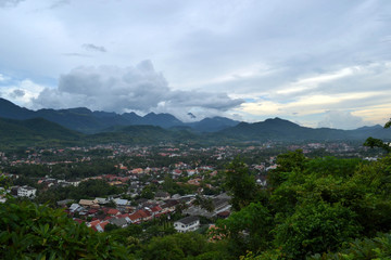 The view of Luang Prabang town in Laos from the hill