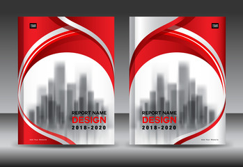 Wall Mural - Annual report brochure flyer template, red cover design, business advertisement, magazine ads, catalog vector layout in A4 size