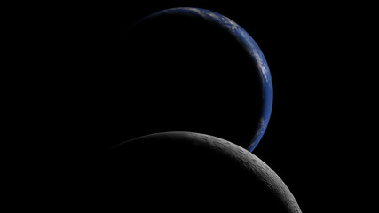 Wall Mural - sunrise over planet earth and the moon