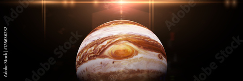 Plakat planeta Jowisz i Słońce