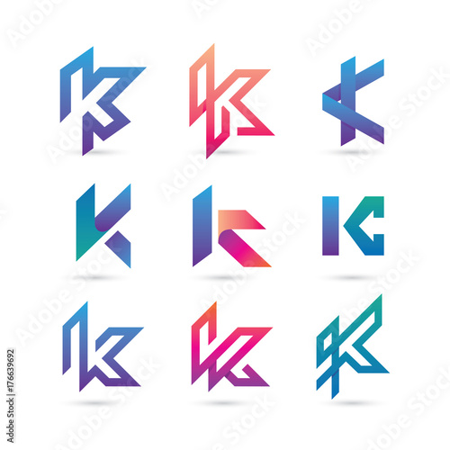 Set of Letter K Logo Vector - Colorful Modern Logo