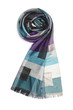 color women's scarf with pattern isolated on white. Gray, turquoise, purple color