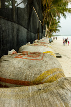 Sandbags Filled In Preparation For A Major Supertyphoon/hurricane