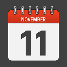 November 11  Calendar Daily Icon. Vector Illustration Emblem. El
