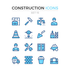 Construction icons. Vector line icons set. Premium quality. Simple thin line design. Modern outline symbols, pictograms